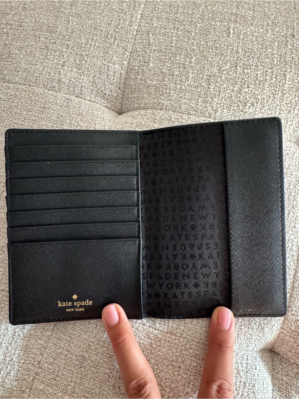 kate spade Striped Passport Holder in Navy, Black & Blush - Picture 3 of 4